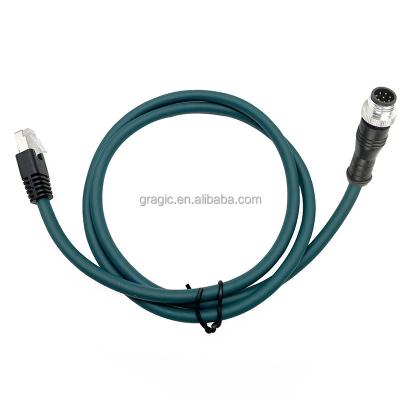 China Power Gragic Factory M12 8 Position 8 Pin X Type 4 Pin D Type Waterproof Male Connector to RJ45 Socket Ethernet Shielded Cable for sale