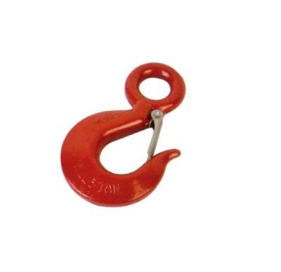 China Red / Yellow Crane Eye Finish Heavy Industry Hook With Latch / Eye Hook for sale