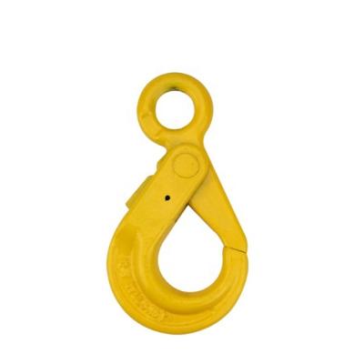 China Heavy Industry Yellow / Red Drop Forged European Type G80 Self Locking Eye Hook for sale