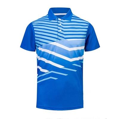 China Latest Badminton 2019 Tank Top Viable Color Design Blue Custom Sublimation Printing Men's Table Tennis Polo T-shirt for sale