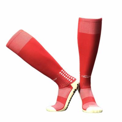 China Anti-Foul Custom Logo Nylon Red Anti-Skid Football Socks for sale