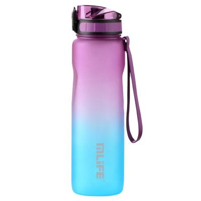 China BPA Viable Leak Free Motivational Shade Sports Tritan Water Bottle 32oz 1000ml 1Litre With Time Marker for sale