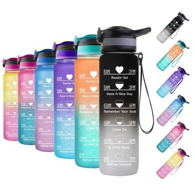 China Viable Motivational Marker Shade Time Sport 1000ml Tritan Gym Water Bottle for sale