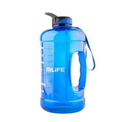 China Viable large BPA free sport gym training drink water bottle 2.2l petg straw water bottle with side handle for sale