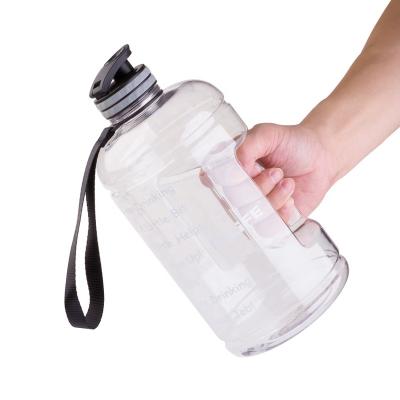 China BPA PETG 64oz Half Gallon Gym Water Bottle Viable Leak Free Time Marker for sale