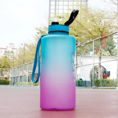 China Sport Sustainable Motivational Gym Half Gallon Time Marker Plastic Water Bottle With Lanyard for sale