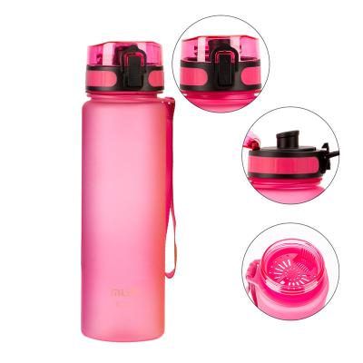 China Amazon 2019 Viable Newcomers 800ml Large Volume For Outdoor Sports 1 Click Opening Mechanism Drink Water Bottle With Color Rope for sale