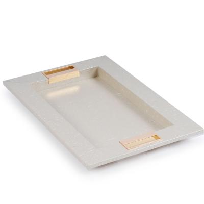 China Durable White Hotel Decoration Custom Brand New Design Leather Serving Tray for sale