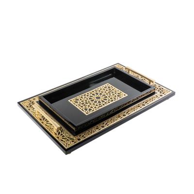 China Ottoman tray home decor serving tray walnut ttoman tray wood insulation aluminum serving tray for sale