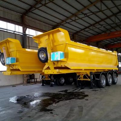 China 80 Ton Maximum Load 4 Axle Hydraulic Telescopic Cylinder Semi Trailer for Side Tipper Dump for sale