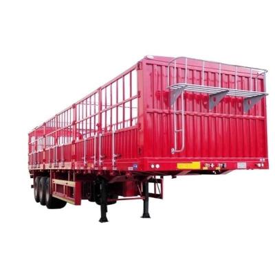 China 1 40 Tons 4 Axles Steel Bike One Wheel Caged Tipper Box Van Fence Container Cargo Trailer for sale