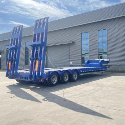 China 3 Year After-sales Service Low Bed Truck Trailer Gooseneck Lowboy Flatbed Semi Trailer for sale