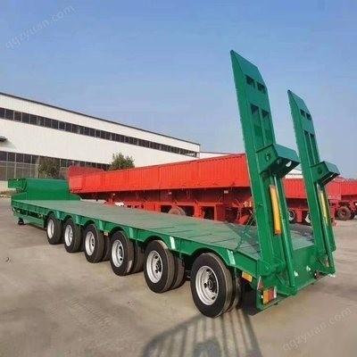 China Iron 3 Axles 60 T Container Chassis Trailer Flat Bed Trailer Steel Truck Trailers Mobile Makeup Truck Trailer for sale