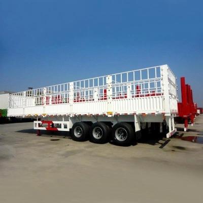 China Self-dumping 60ton Fence Cargo Semi Truck Trailer with Side Wall Fence in Africa for sale