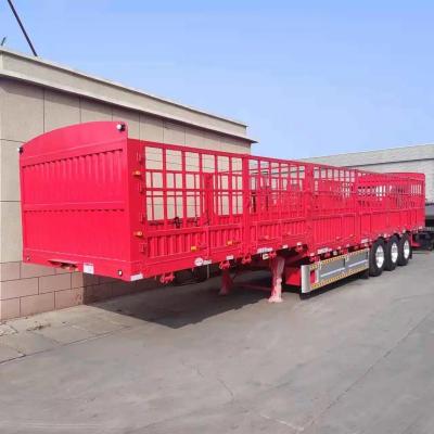 China 2 Axle Cattle / Horse Transportation Fence Cargo Truck Semi Trailer with Self-dumping for sale