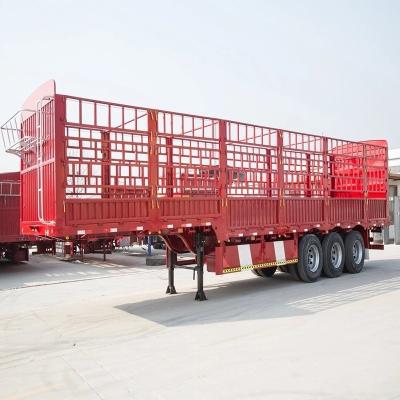 China Cross Arm Type 3 Axles Side Wall Cargo Semi Trailer with High Side Fence Semi-Trailer for sale