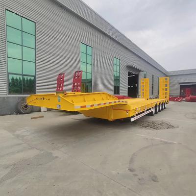 China Heavy Duty Iron Transportation 3 Axle 30t/60t Low Flatbed Trailer with Gooseneck for sale