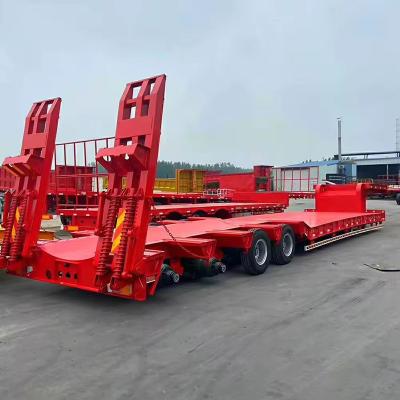 China 60t Design Excavator Loader Detachable Gooseneck Lowboy Truck Trailer Low Bed Semi Trailer for sale