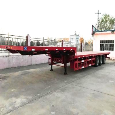 China Stahl-Flachbett-Anhänger 20FT 40FT 3/4/5 Achsen Niedrigbett-Halbanhänger für Containertransport zu verkaufen