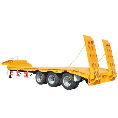 China 3-Axis Low Flat Bed Semi Trailer Container Cargo Semi Trailer for Container Transport for sale