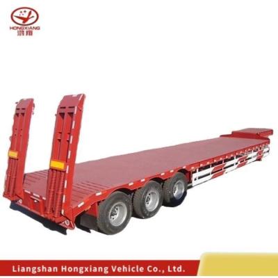 China Q345b / T700 Steel Main Beam 3/4 Axle Low Bed Truck Trailer for Heavy Duty Machinery for sale