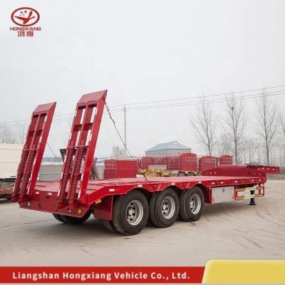 China Aanpassing 80 Ton Gooseneck Low Loader/Lowbed/Lowboy Low Bed Trailer met 3 assen Te koop