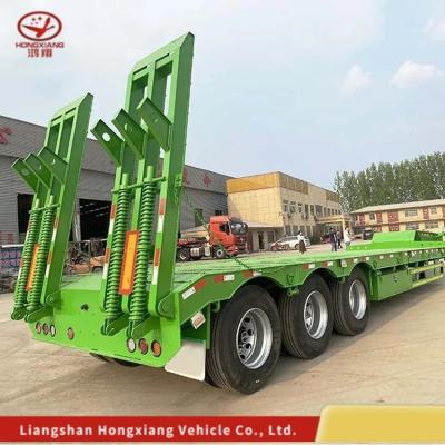 China Gooseneck Low Bed Loader 30t Lowbed Flat Deck Semi Trailers with Light Duty Grade for sale