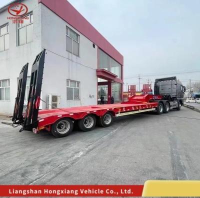 China Afneembare lage lading vrachtwagen/Lowbed/Lowboy lage platte bed trailer aanpasbaar Te koop