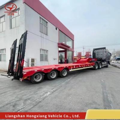 China 2 assen Gooseneck Afneembare lage lading vrachtwagen/Lowbed/Lowboy lage platte bed trailer 10 ton Te koop