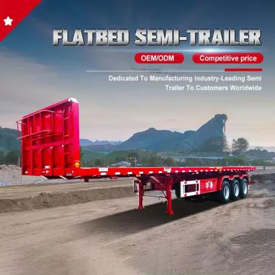 China Flatbed Truck Trailer 2020 Cimc Sale 40FT Semi-Trailer with Fuwa Axle Cimc Steel for sale