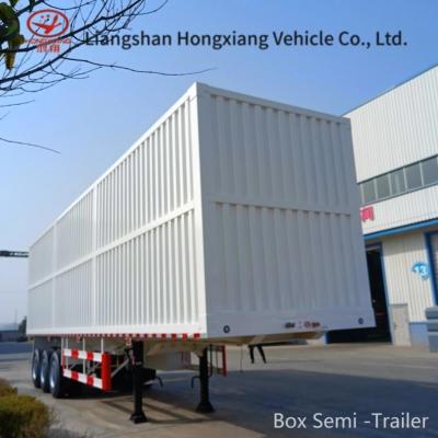 China Medium Duty Steel 3 Axle 12wheels Van Box Semi Trailer for Cargo Transport Box Trailer for sale