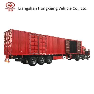 China 53ft droog van semi-trailer met aluminium legering Cargo Box Leaf Spring Suspension Grade Te koop