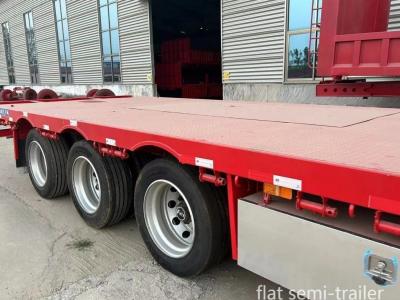 China 60/80/100ton Container Semi Trailer Flat Bed Trailer for Heavy Equipment Transport for sale