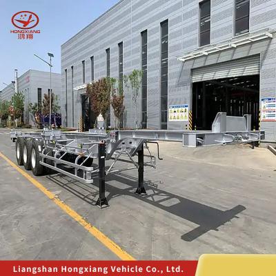 China Verstopping Dual Line Braking System 5,5 ton gegalvaniseerd Dock Skeleton Semi-trailer Te koop