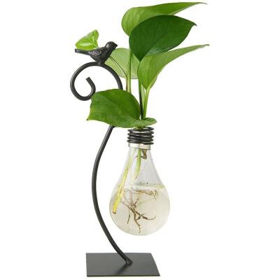 China Modern Stand For Home Decoration Mini Plant Greenhouse Stand Planter Light Bulb Modern Creative Bulb Vase for sale