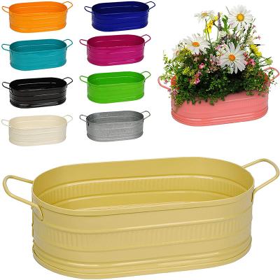 China Medium Large Metal Flower Pot Modern Ornamental Horticulture L28cm With Stackable Handle Bucket Pot Decorative Planter for sale