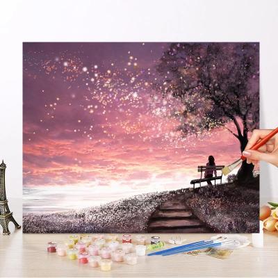 China Abstract Painting By Number Dandelion Oil Painting Art Gift DIY Pictured By Number Flower Kits Home Decors for sale