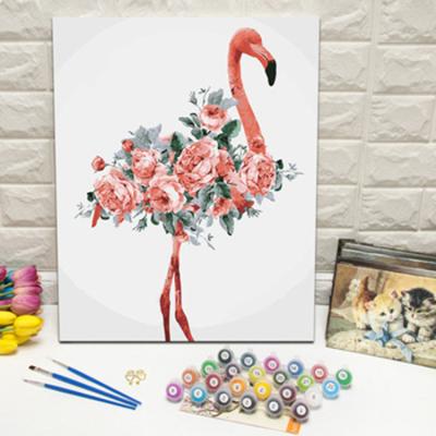 China Abstract Paint By Numbers Kits For Adults Flamingo With Flowers for sale