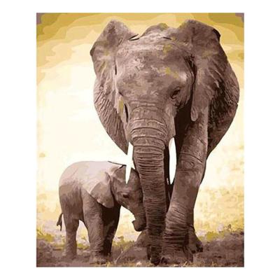 China Abstract Elephant Oil Painting By Numbers Hand Oil Painting Canvas Digital Wall Painting for sale