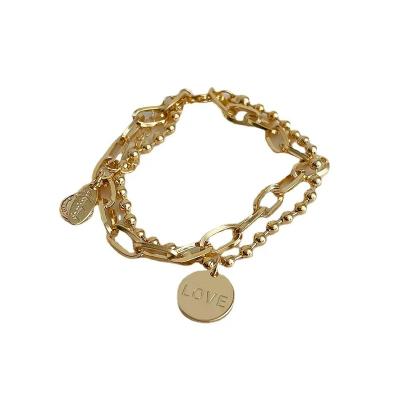 China FASHIONABLE Metal Double Layer Bracelet INS Niche Disc Bracelet for sale