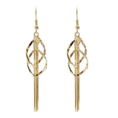 China Personalized Fashion Designer Hollow Diamond Metal Tassel Earrings for sale