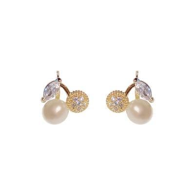 China FASHIONABLE Korean Popular Pearl Cherry Designer Zircon Earrings for sale