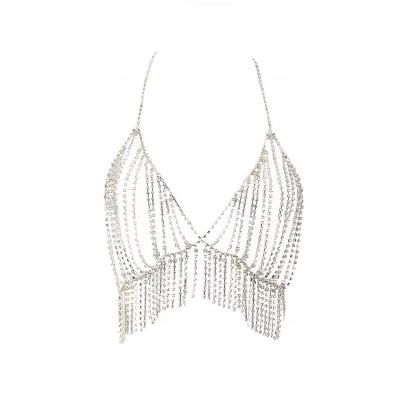 China FASHIONABLE Europe and the United States accessories border necklace exaggerated beach fashion multi-layer tassels diamond body chain for sale