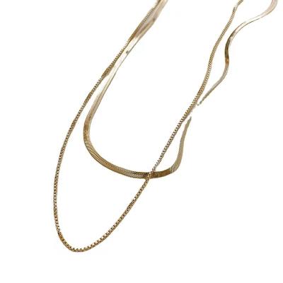 China FASHIONABLE snake bone chain necklace female contracted short chain double layer metal cold wind personality temperament clavicle chain for sale