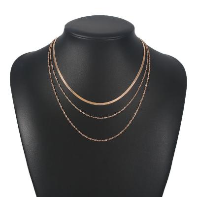 China Temperament simple multi-layer exquisite girl clavicle chain geometry Europe and America soft chain personality necklace for sale