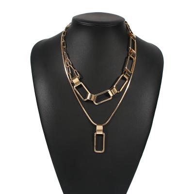 China Fashion European and n fashion accessories exaggerated necklaces thick female multi-layer lock hip-hop style chain pendant necklace for sale