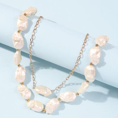 China Europe and America Europe and the United States irregular border necklace supply creative holiday fashion pearl necklace total set for sale