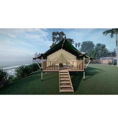 China High Quality 5x10m 900D Oxford Cloth Safari Tent Hotel Glamping Resort House Tent Diagonal Tying Type for sale