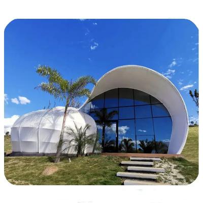 China Extended Type Safari Tent Luxury Glamping Tent Steel Structure Hot Tension Arched Tent Single Room Sale for sale