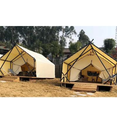 China Diagonal Bracing Type Factory Prefab European Style Tent Waterproof Fireproof Canvas Glamping Tent for sale